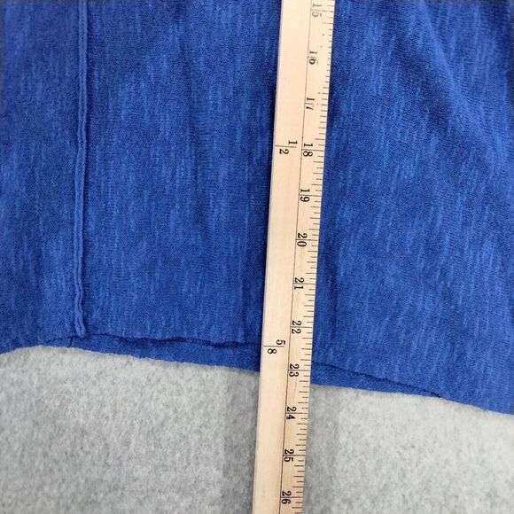 Eileen Fisher Pullover Sweater Wmns XS Oversize Linen Blue Shark Bite Hem V-Neck - Picture 4 of 12